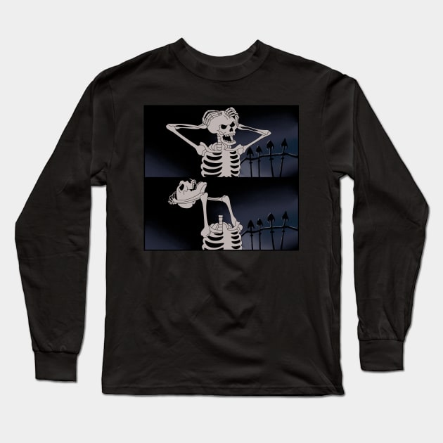 skeleton Long Sleeve T-Shirt by Fukuro1703